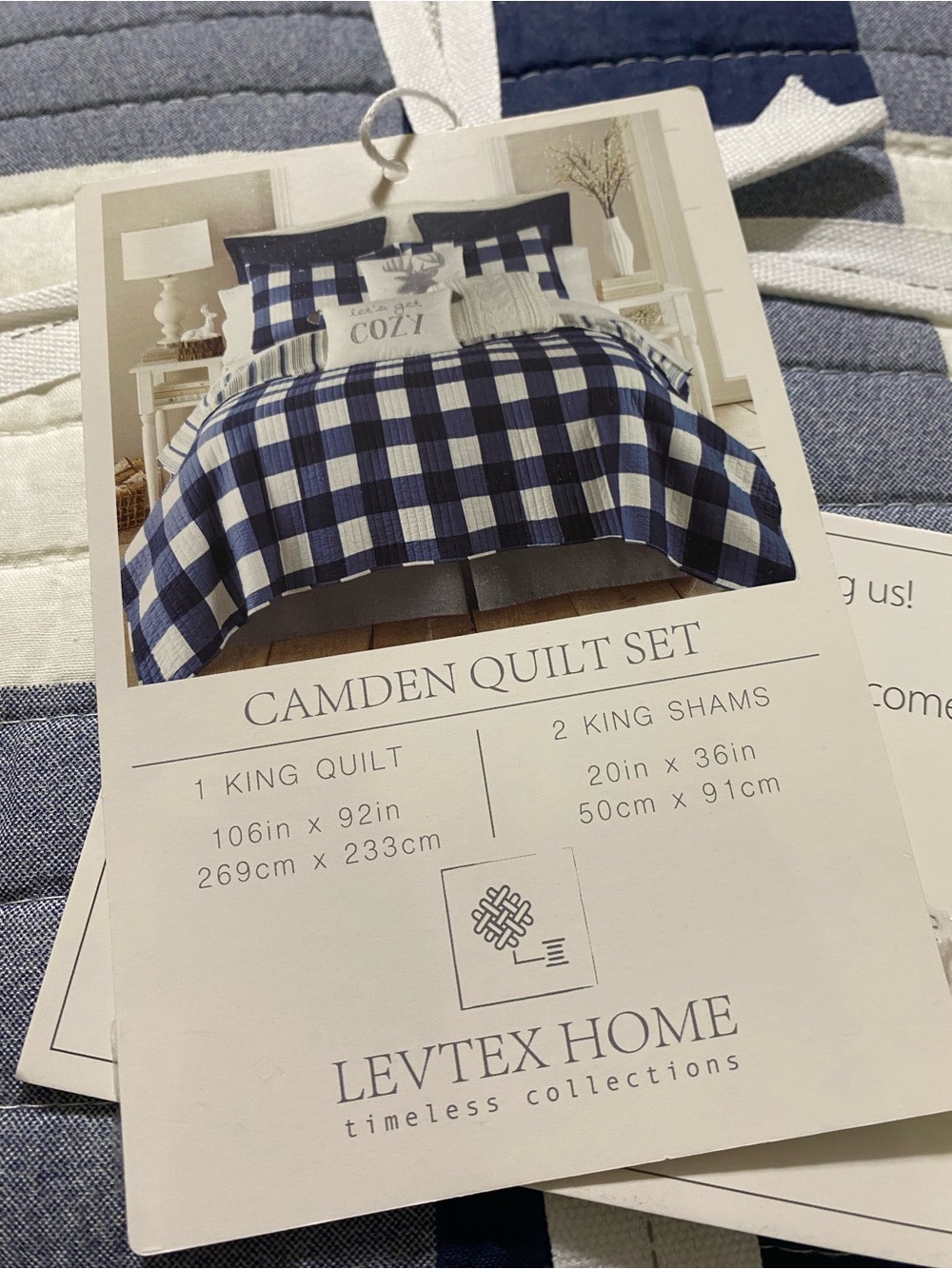 Levtex Camden King Quilt Set - Navy & White 106x92